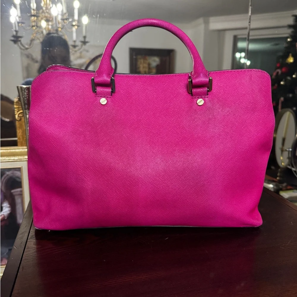 Michael Kors Fuchsia Saffiano Leather Satchel - Picture 9 of 9